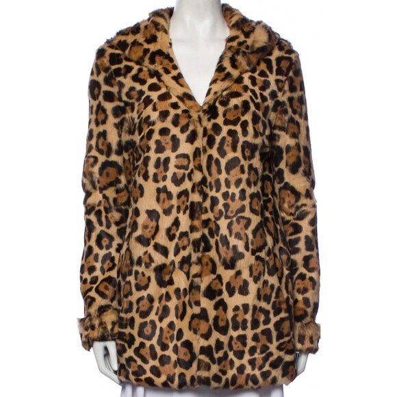 DESIGNER RTA ANIMAL PRINT RABBIT FUR HOODED LONG SLEEVE MIDI LENGTH SIZE XSMALL - Picture 3 of 16